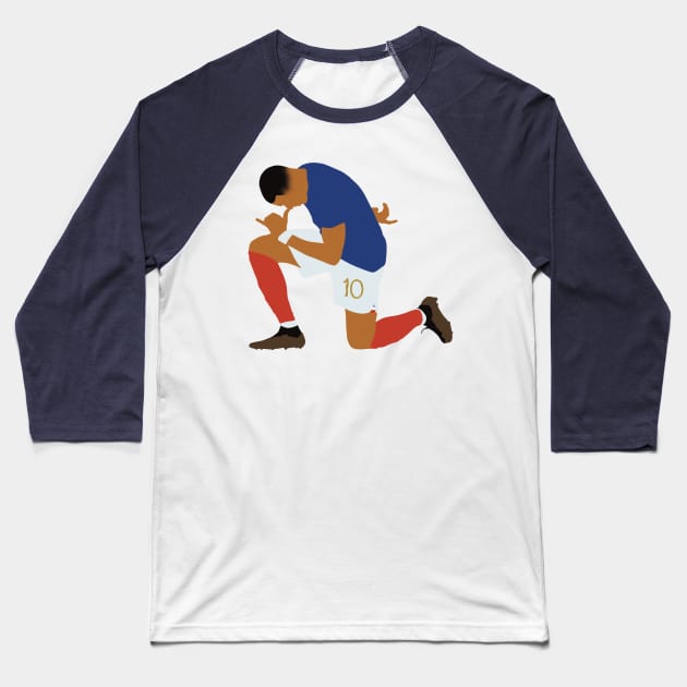 Kylian Mbappe minimalist illustration Baseball T-Shirt by maoudraw